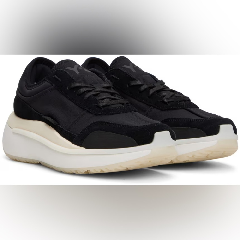 Y-3 Black and Cream Sneakers with Classic Silhouette